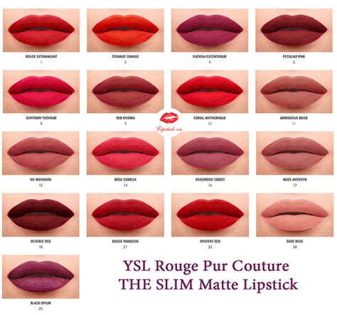 bảng màu ysl rouge pur couture the slim|son ysl slim màu.